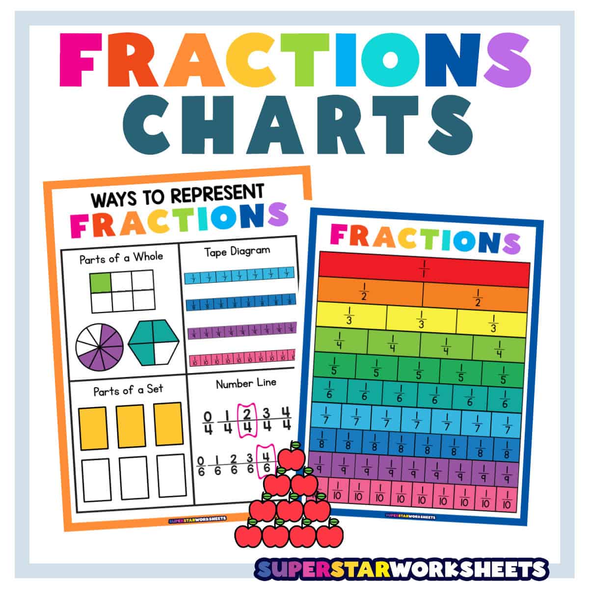 fractions chart - superstar worksheets
